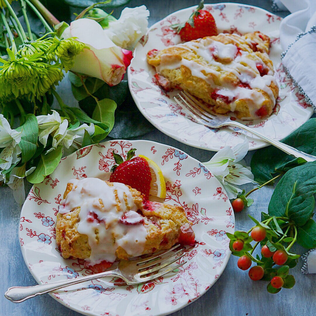 Glazed Lemon Strawberry Scones