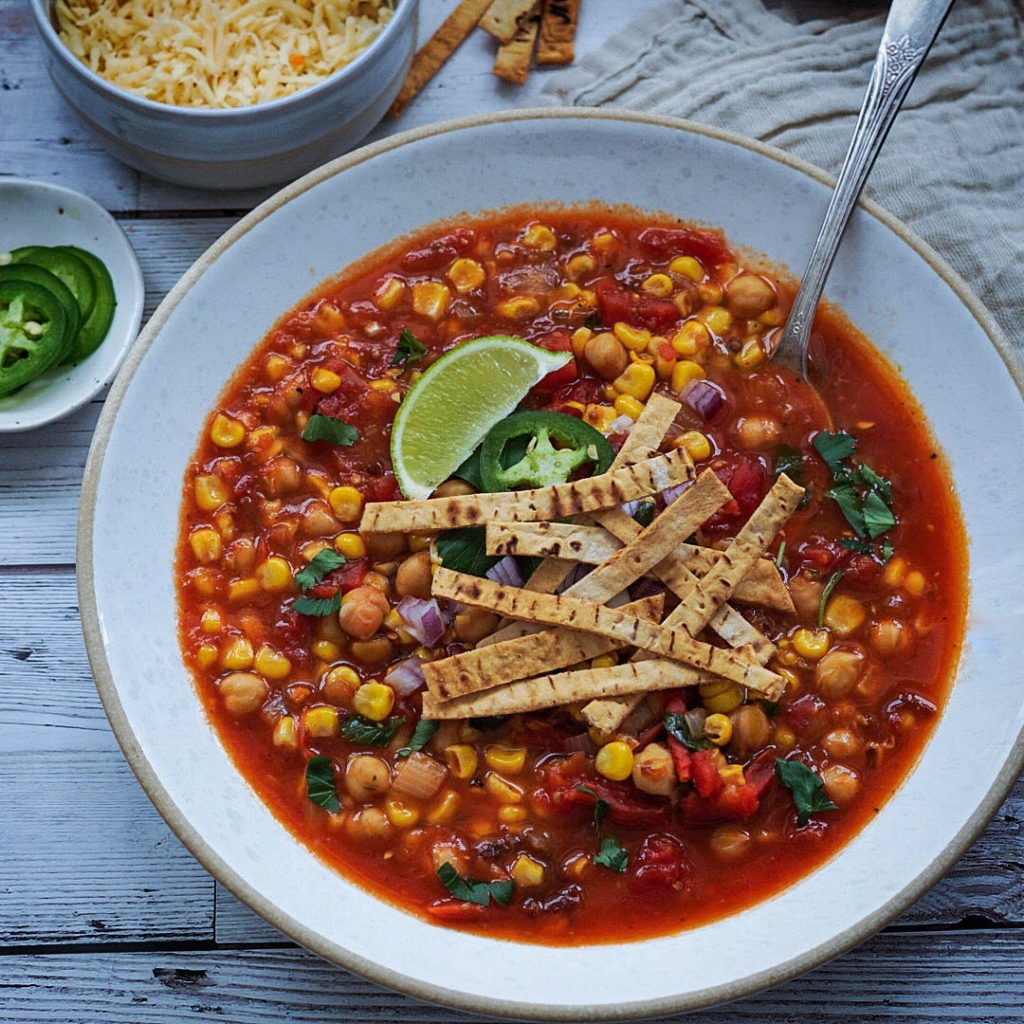 Chickpea and Corn Tortilla Soup