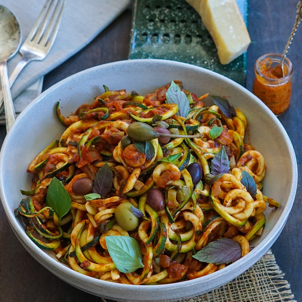 Zucchini Noodles with Olives and Capers