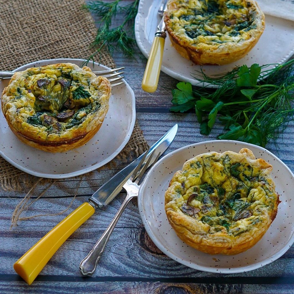 Mushroom, Green Onion, Feta and Dill Quiche