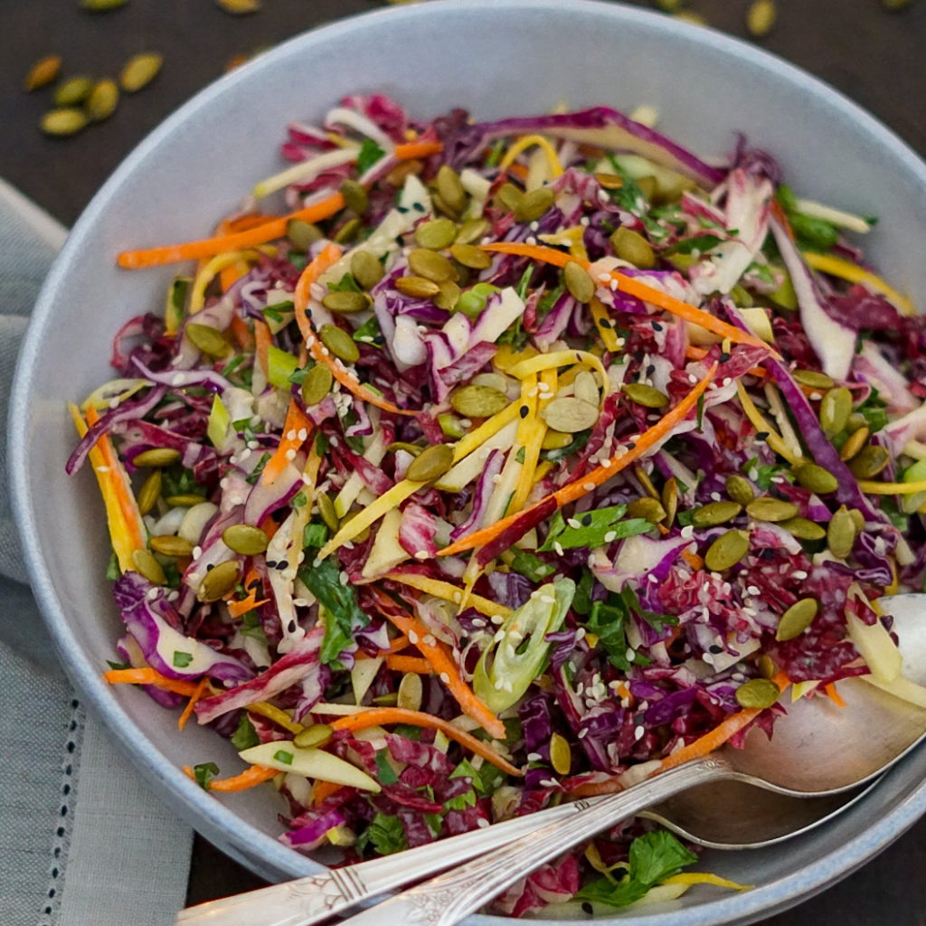 Colourful Crunchy Cabbage and Apple Slaw