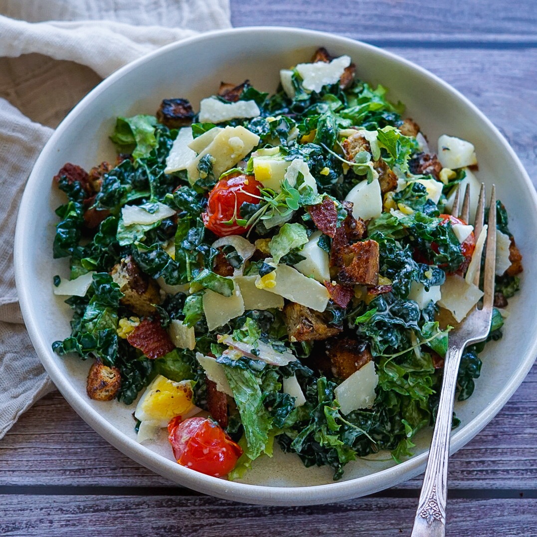 Kale Caesar Salad - Thekitchensinkblog.com