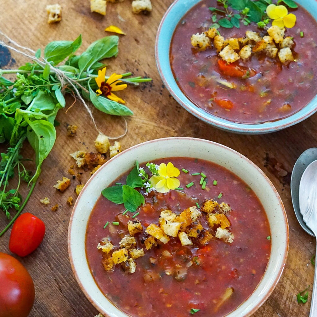 Roasted Vegetable Gazpacho Soup