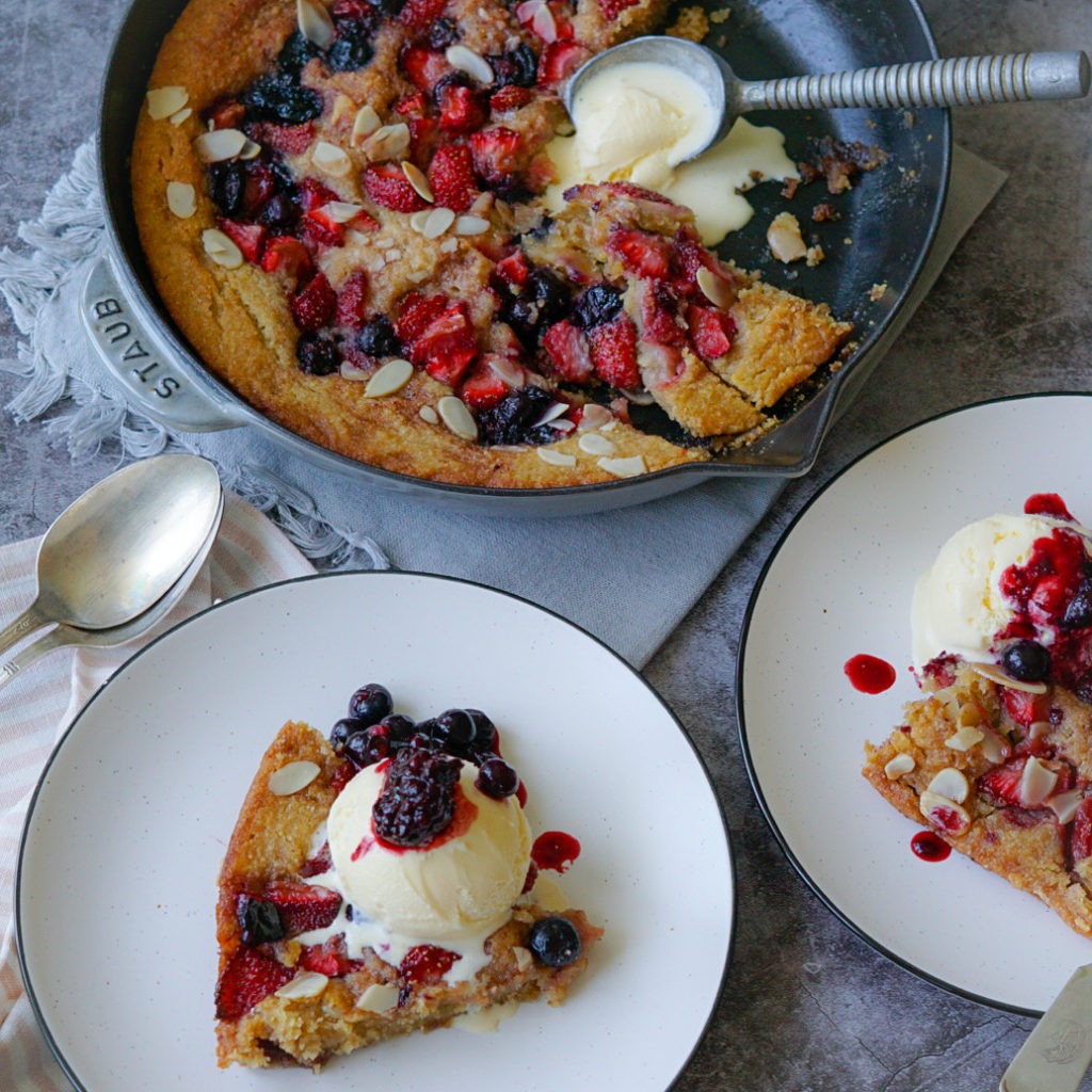 Almond Berry Skillet Cake