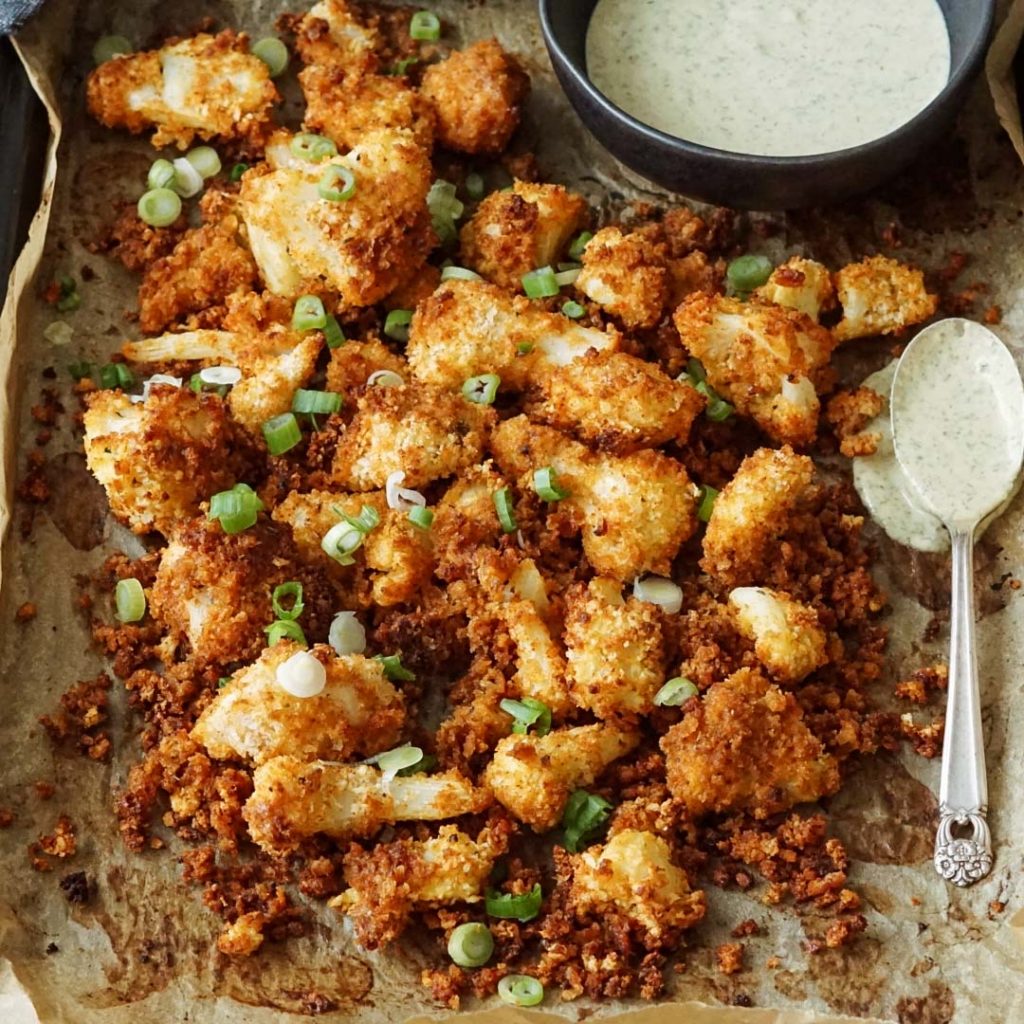 Buffalo Cauliflower with Spicy Tahini Ranch