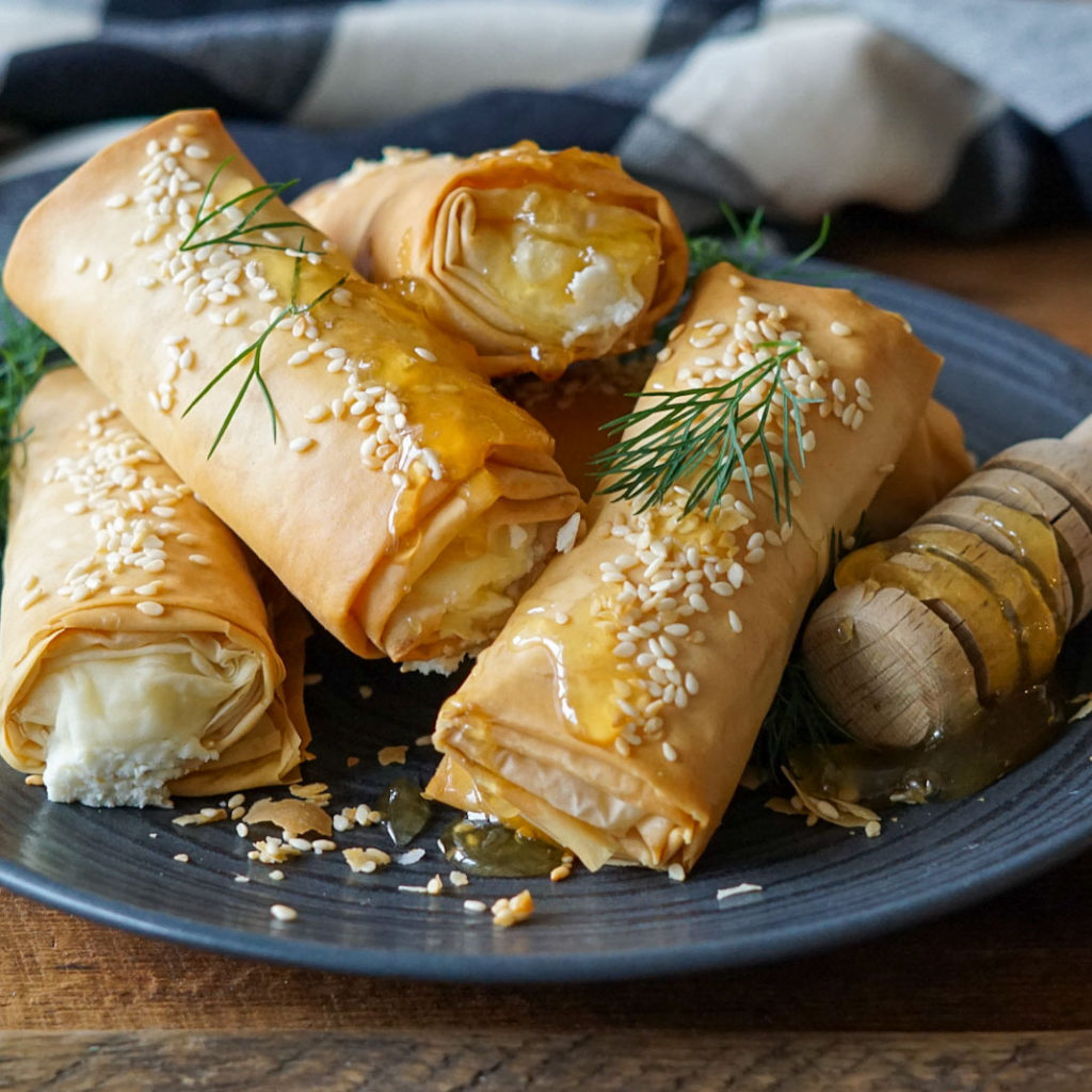 Phyllo-Wrapped Baked Feta with Honey